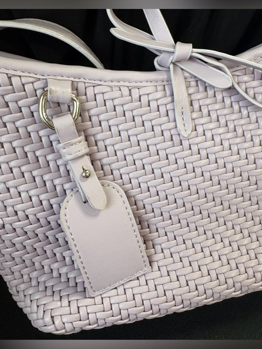 NWOT! Bottega Veneta Inspired Woven Vegan Leather Bag, LILAC - Picture 8 of 10